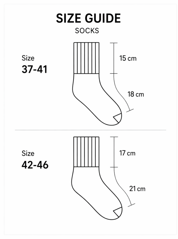 Size Guide Tennis Socks